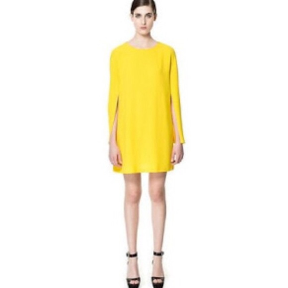 Yellow Zara Cape Sleeve Dress
